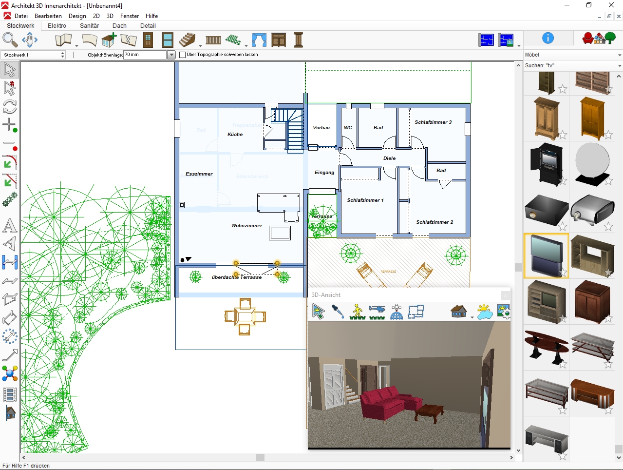 Garten und Innenräume planen dank Architekt 3D X9, Avanquest