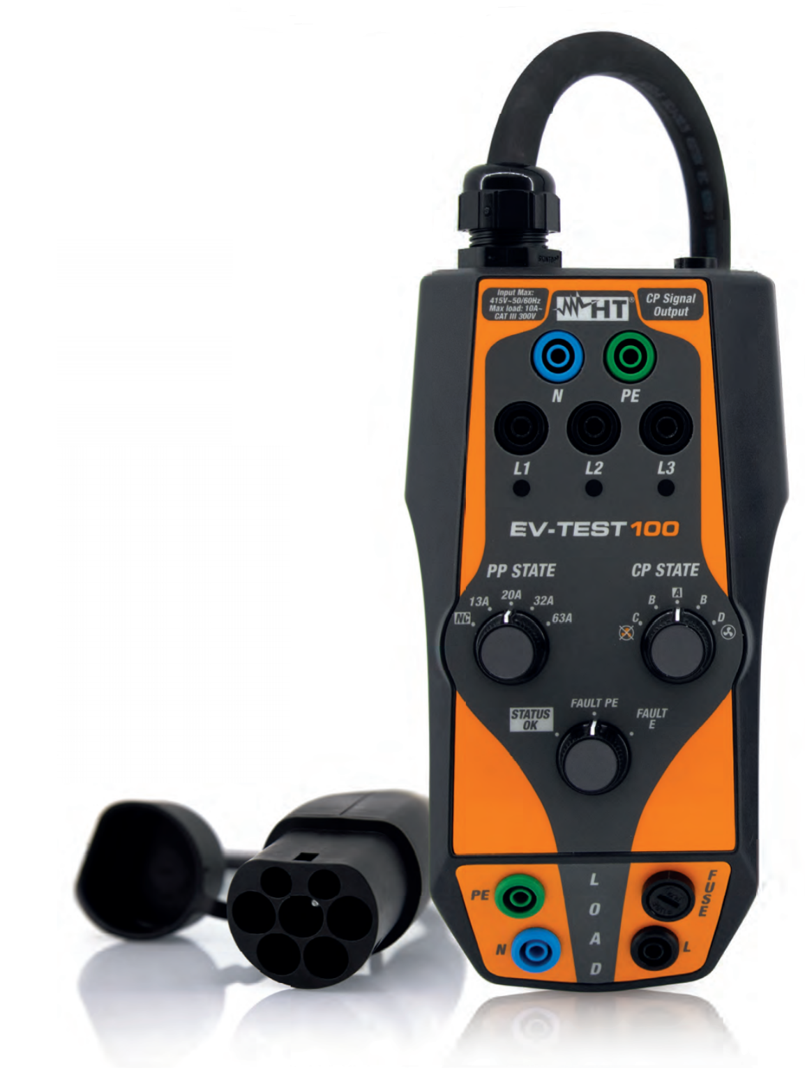 Der Prüfadapter EVTEST100 in Kombination mit dem Installationstester