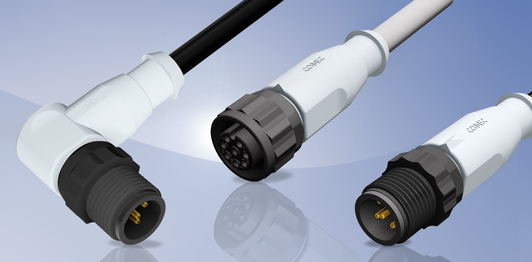 M12x1 Connectors overmoulded with plastic coupling screw/nut, CONEC ...