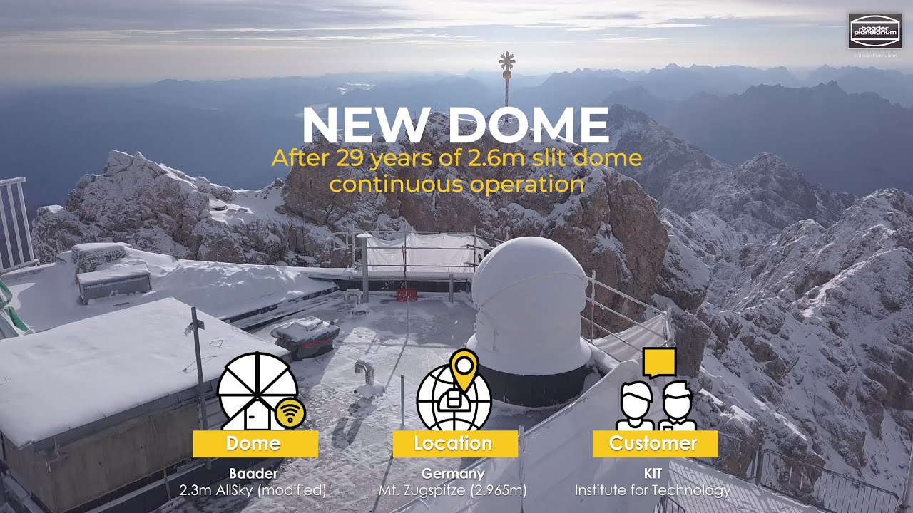 2.3m Baader AllSky Dome for KIT Institute at Mt. Zugspitze, Germany (at 2.965m)