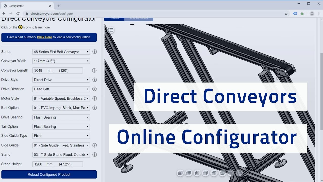 Direct Conveyors: How to Configure and Download Parts with the Online Configurator