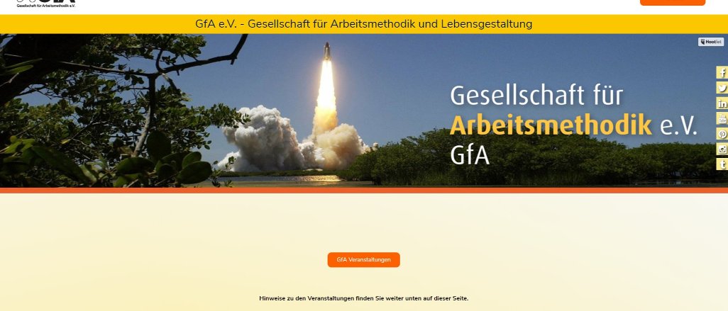 Cover image of company GfA - Gesellschaft für Arbeitsmethodik e.V., c/o Dr. Dr. Brigitte E.S. Jansen