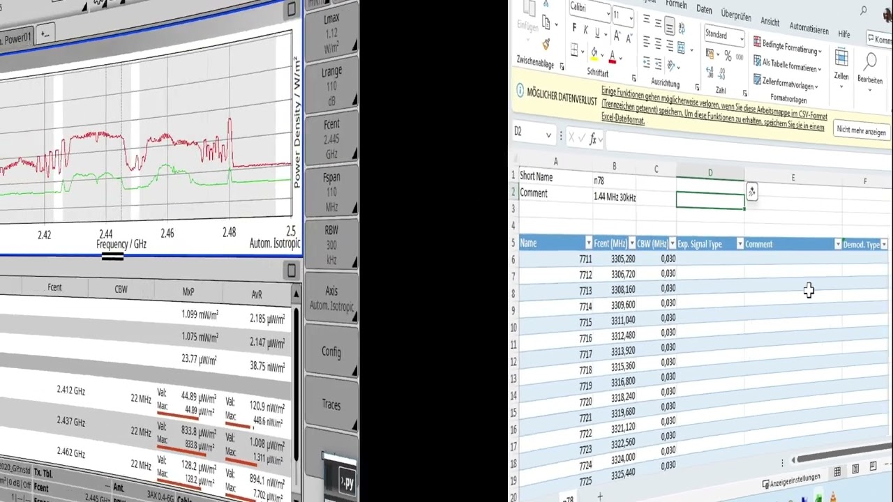 SignalShark channel power mode – import your xls, SRM or IDA transmitter tables - Part 3