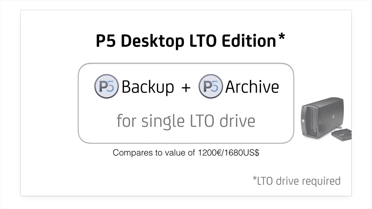 Archive & Backup to a Single LTO Drive: Archiware P5 Desktop LTO Edition