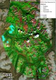 Abbildung 1. Geologische Karte mit hervorgehobener Farbgebung der 12,5 m-ASTER und 15 m-EnMAP-Untersuchung.
