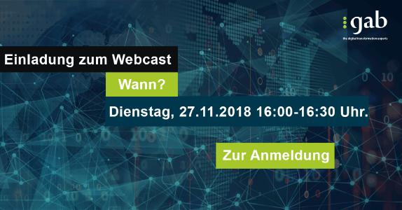 Einladung zum Webcast – Dienstag 27.11. um 16:00 – 16:30 Uhr!