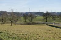Blick auf den Windpark und die Limpurger Berge
