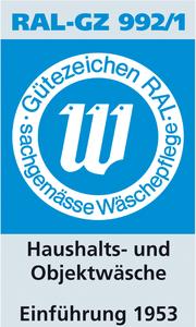 Das RAL-Gütezeichen 992/1 bescheinigt die einwandfreie Wiederaufbereitung von Wäsche aus Hotellerie, Industrie und Handwerk