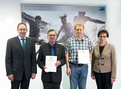 Von links nach rechts: Dr.-Ing. Stefan Scheringer, Arno Roth, Walter Serrer, OB Edith Schreiner