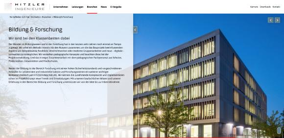 Die neue Homepage von HITZLER INGENIEURE setzt auf moderne Web-Optik und neueste User-Technik / Bild: HITZLER INGENIEURE