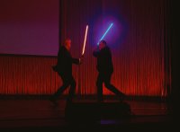 Two board members discuss the wavelength of the next TOPTICA laser...