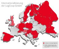 In zahlreichen europäischen Ländern sind die Mitglieder der LogCoop vertreten. Bei der weiteren Internationalisierung konzentriert sich die Kooperation auf die Benelux-Staaten, Großbritannien, Italien und Österreich. (Grafik: LogCoop)