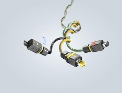 The modular PushPull V4 housing accommodates mating faces for all lifelines of I4.0 – Data, Signal and Power