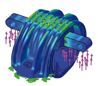Plastic transmission mount from ContiTech in two versions: left the conven-tional mount, right an hydromount