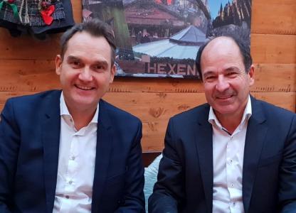 Erneut gewählte Vorstandskollegen Dr. Oliver Grün und Martin Hubschneider am Rande der Mitgliederversammlung in Aachen. Andera Gadeib vertrat derweil den IT-Mittelstand im Düsseldorfer Wirtschaftsministerium