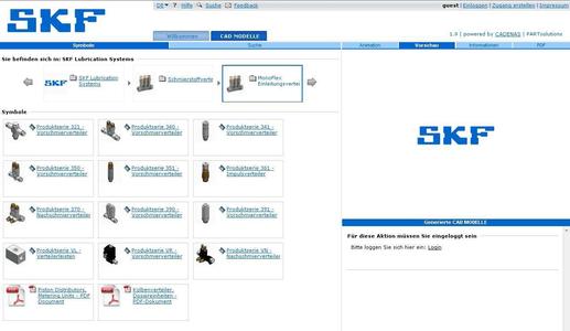 The SKF Lubrication Systems Germany AG electronic 3D CAD product catalog, based on CADENAS eCATALOGsolutions technology