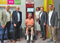 Freuen sich über die großzügige Spende an die Lebenshilfe Werkstatt in Lenkersheim: Werner Mönikheim, Dieter Bögelein, Sven Brasin, der für die Software zuständig ist, Susanne Lang, Hans Herold und Matthias Friedrich Freuen sich über die großzügige Spende an die Lebenshilfe Werkstatt in Lenkersheim: Werner Mönikheim, Dieter Bögelein, Sven Brasin, der für die Software zuständig ist, Susanne Lang, Hans Herold und Matthias Friedrich