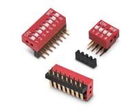 Den neuen DIP-Schalter WS-DITU gibt es in abgewinkelter Form mit erhabenem Betätiger / Bildquelle: Würth Elektronik eiSos