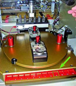 Assembly with laser projector, do work steps faster