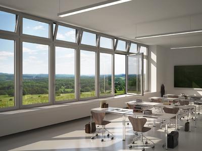 Schüco TipTronic SimplySmart: komplett systemgeprüfte leise Fensterantriebseinheit (Bildnachweis: Schüco International KG)