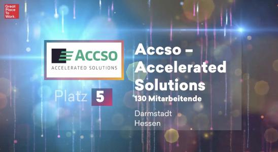 Screenshot der Online-Preisverleihung von Great Place to Work®. Accso - Accelerated Solutions erreicht Platz 5 der besten Arbeitgeber der ITK.