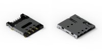 Kartenhalter WR-CRD Nano SIM Card Connector Hinge (links) und WR-CRD Nano SIM Card Connector Push-Push