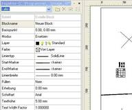 Über  das Inspektor-Eigenschaftsfenster kann der Anwender exakte Einfügekoordinaten angeben, Skalieren usw.