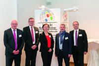 (v.l.n.r.) Martin Kalhöfer, Germany Trade & Invest, Berlin; Karsten Fuchs, ebm-papst Mulfingen GmbH & Co. KG, Mulfingen; Cornelia Frank, Baden-Württemberg International, Stuttgart; Prof. Dr. Christopher Stehr, German Graduate School of Management & Law, Heilbronn / Foto: WHF GmbH // Schlosser Photoart