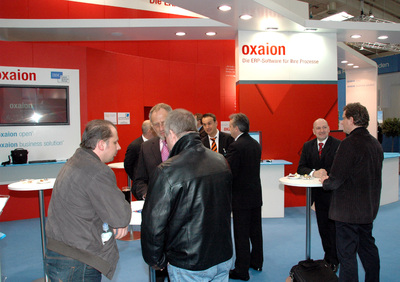 Messestand 2008: Am Messestand A38 in Halle 5 zeigt die oxaion ag ihre ERP-Komplettsysteme