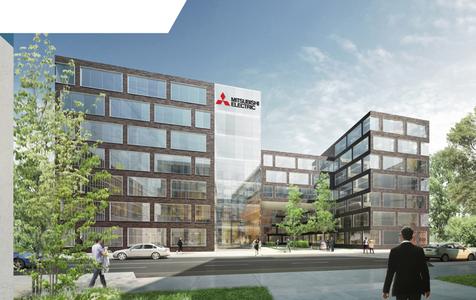 Entwurf des neuen Bürogebäudes von Mitsubishi Electric in Ratingen