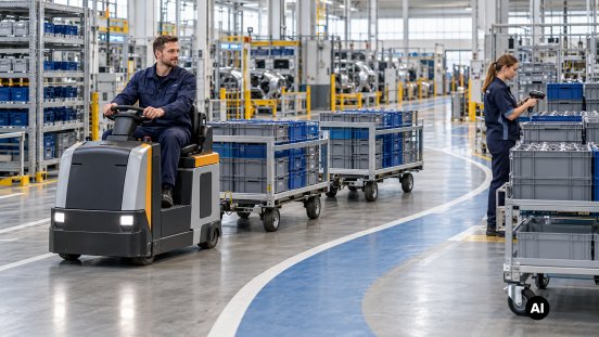 Elektrischer Routenzug für effiziente Werkslogistik