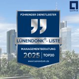 Lünendonk Siegel auf Skyline Frankfurt am Main