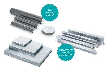 Umfangreiche Produkterweiterung bei den P-Platten, N-Stäben und NR-Stäben als optimales Ausgangsmaterial für jegliche Anwendung im Werkzeug-, Formen- und Maschinenbau / Bildnachweis: Foto (Meusburger)