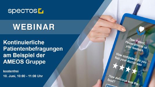 Im Webinar „Kontinuierliche Patientenbefragungen am Beispiel der AMEOS Gruppe“ erfahren Sie, wie diese Form der dauerhaften Datenerhebung gelingt. Dafür gibt Ihnen AMEOS‘ Qualitätsbeauftragter Detlef Handke exklusive Einblicke in das maßgeschneiderte Patientenbefragungssystem des namhaften Gesundheitsversorgers.