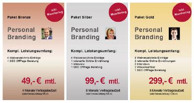 Drei SEO-Personal-Branding-Pakete von ABAKUS Intenert Marketing