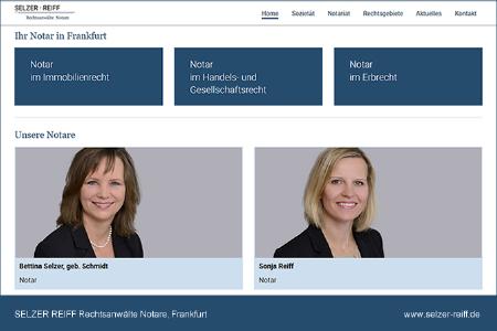 Internetseite der Sozietät SELZER REIFF Rechtsanwälte Notare, Frankfurt.