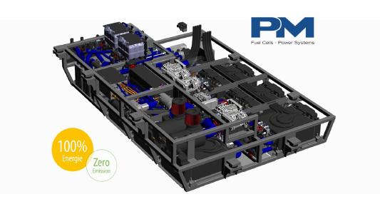The Proton Motor hydrogen fuel cell system with 214 kW is installed in the underfloor area of the rail milling machine.