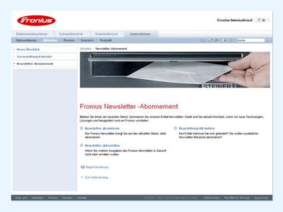 Mit wenigen Klicks geben die interessierten Leser des Fronius-Newsletter ihre Nutzerdaten ein
