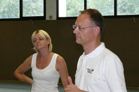 Die zweifache Olympiasiegerin Anja Fichtel und WHF-Geschäftsführer Steffen Schoch
