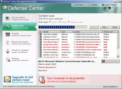 Screenshot: Defense Center