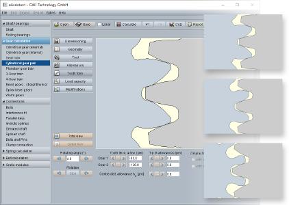 eAssistant cylindrical gear pair: Tooth form for different profile shifts