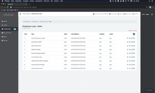 Retarus Predelivery Logic analysiert anhand individueller Regelwerke E-Mails, leitet diese gegebenenfalls um und optimiert sie, bevor sie an die Unternehmens-Infrastruktur weitergeleitet werden.