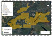 Abbildung 1:  Lageplan der Projekte AurMac und Nitra von Banyan. Banyan hat auf seinem größeren Nitra- und AurMac-Grundstück, das von der bestehenden Ressource entfernt liegt, 10 vielversprechende Ziele identifiziert. Die Abbildung umfasst die neu erworbenen Grundstücke Seattle und Goodman Creek