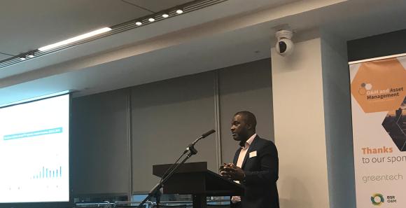 Yaw Ofori speaking at O&M and Asset Management conference in london