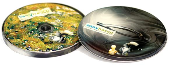easyhaccp Software CD in Produktverpackung (schematischer Kochtopf in der Gesetzessuppe aus der das Paragrapfenmännchen auftaucht)