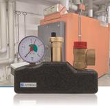 The new AFRISO KSG boiler safety group assembly is part of the safety equipment of heating systems; it can be used in sealed heating systems as per EN 12828 for heating capacities of up to 50 kW or 100 kW, depending on the version. Mounting time and effort are low. (Photograph: AFRISO)