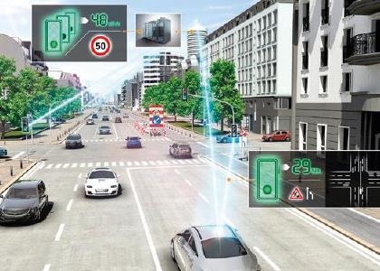 Wenn das Fahrzeug mit der Umgebung kommuniziert: Intelligente Leitsysteme und "smarte" Ampeln sorgen für optimierten Verkehrsfluss und weniger Konfliktsituationen im Straßenverkehr