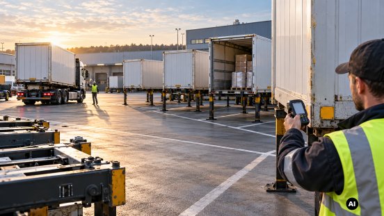 Logistikdepot bei Sonnenuntergang