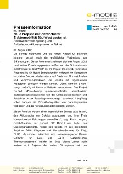 120830 Presseinformation Neue Projekte im Spitzencluster E-Mob SW gestartet.pdf