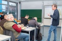 Prof. Dr. Thomas Klefoth (rechts) sprach zu Gewässerkunde, Fischerei- und Habitatmanagement, Fischbesatz und Entnahmeregularien. / Copyright: Viola Lechle